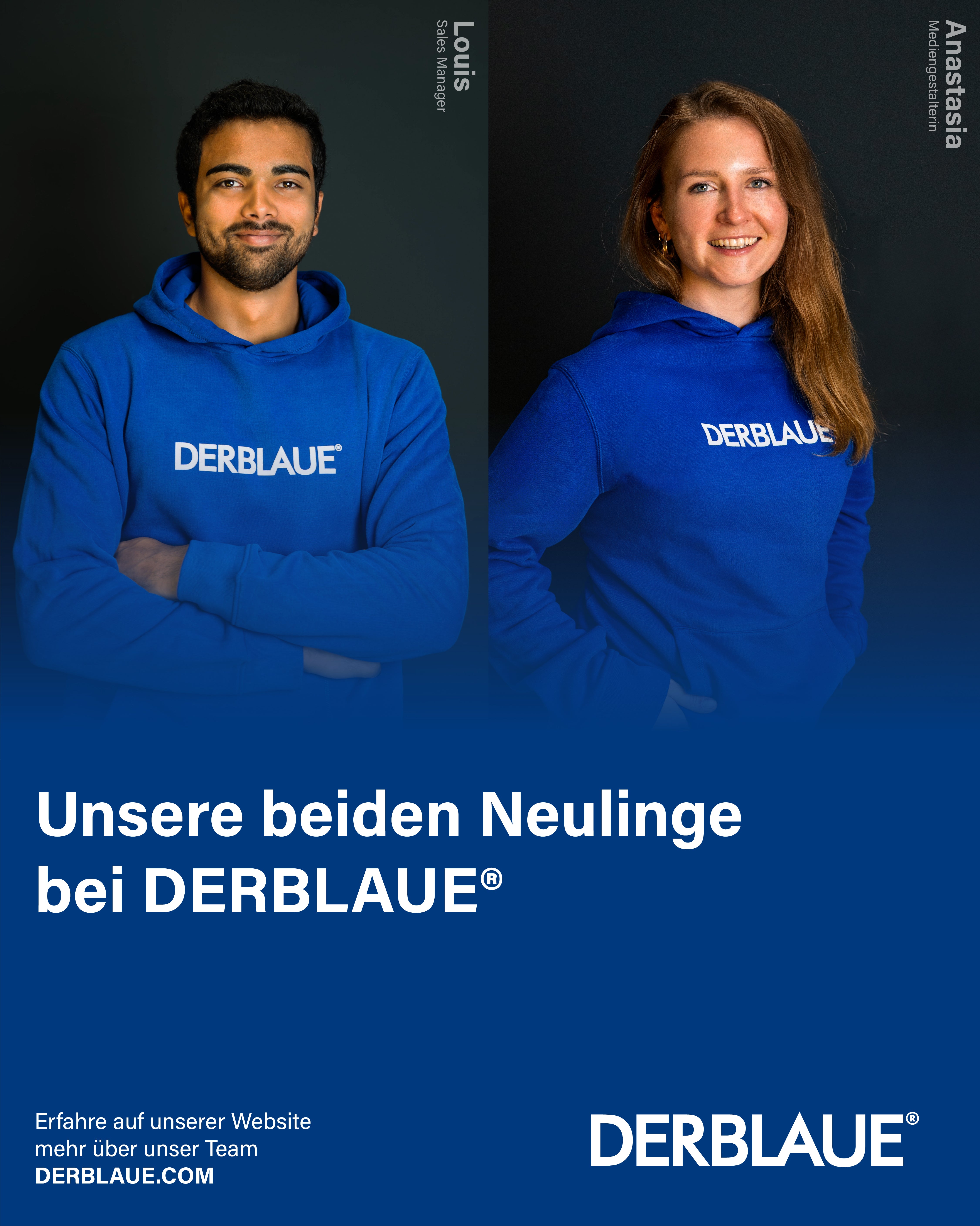 Neuzugänge bei DERBLAUE®: Louis & Anastasia verstärken unser Team
