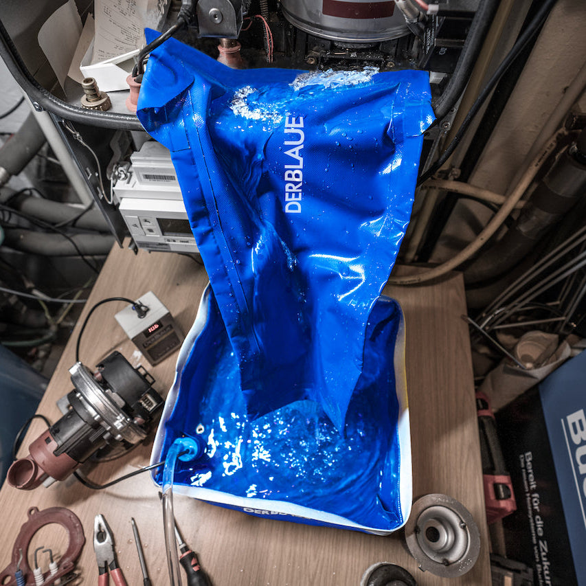 Wandheizgerät spülen mit DERBLAUE® Rutsche, Wanne und Pumpsystem